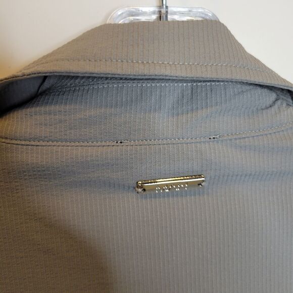 NEW 5XL SEERSUCKER DRY BREATHABLE LONG SLEEVE GRAY SNAP BUTTON DOWN SHIRT NWT - Picture 4 of 8